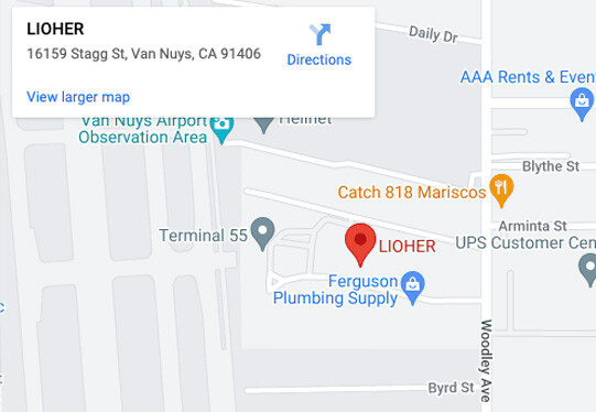 Lioher map-van-nuys LIOHER Van Nuys - Official Los Angeles Showroom + Depot  