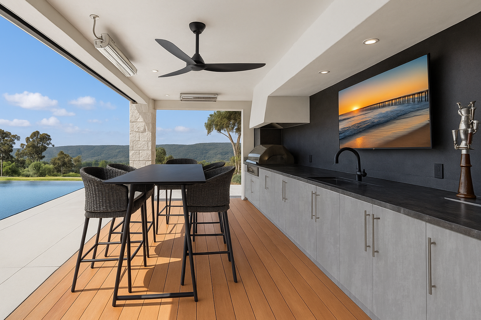 Lioher Outdoor Kitchens Lioher OK-Brushed-COncrete-1 Outdoor Kitchens